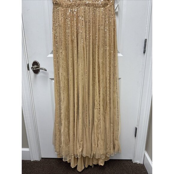 Mac Duggal Size 22 Gold 10700 Deep V-Neck Sequin Gown Maxi Prom Formal dress New - Picture 7 of 14